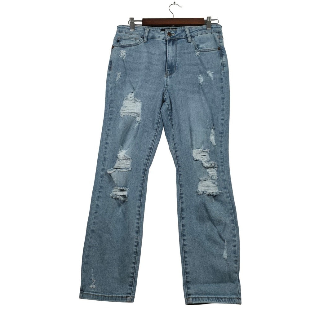 Judy Blue 11/30 Boyfriend Fit Jeans JB82261 Distressed Medium Wash Stretch Denim
